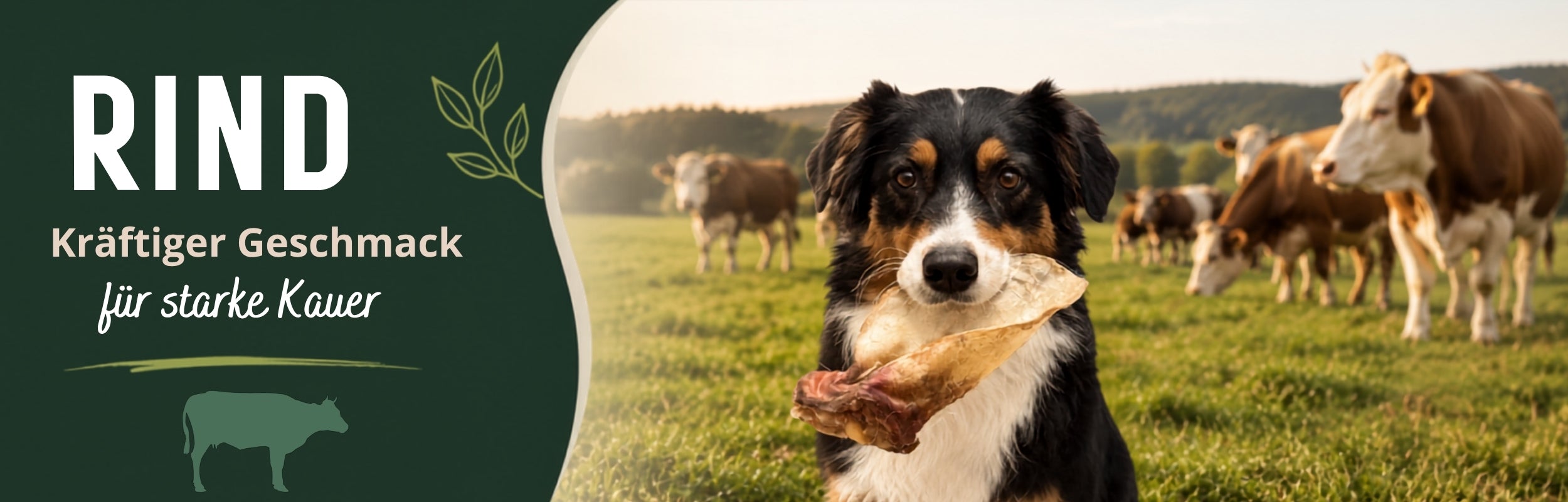 Australian Shepherd mit Rinderohr - natürliche Kauartikel für Hunde