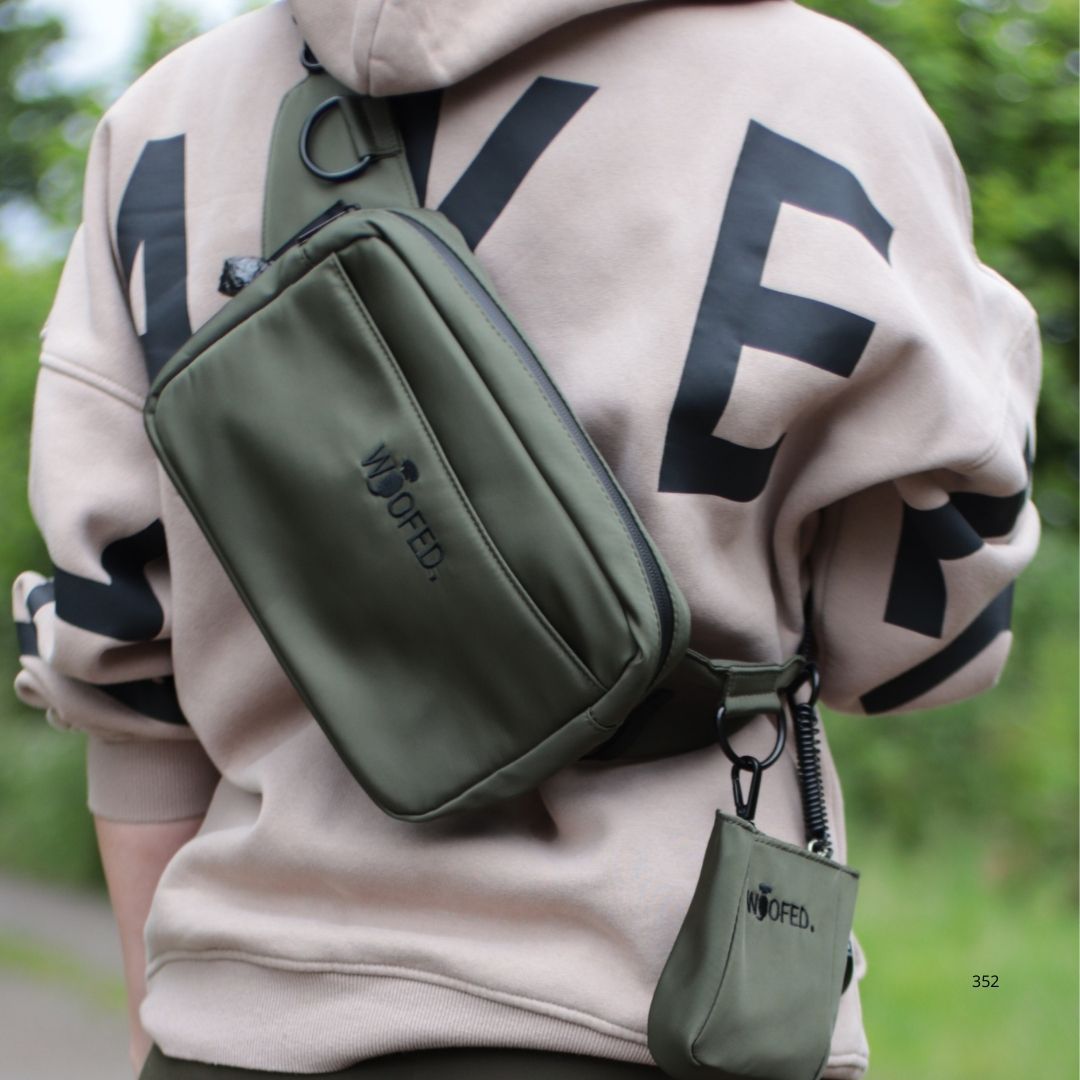 Multifunktionale Gassitasche - 2 in 1 Bauchtasche & Schultertasche Oliv