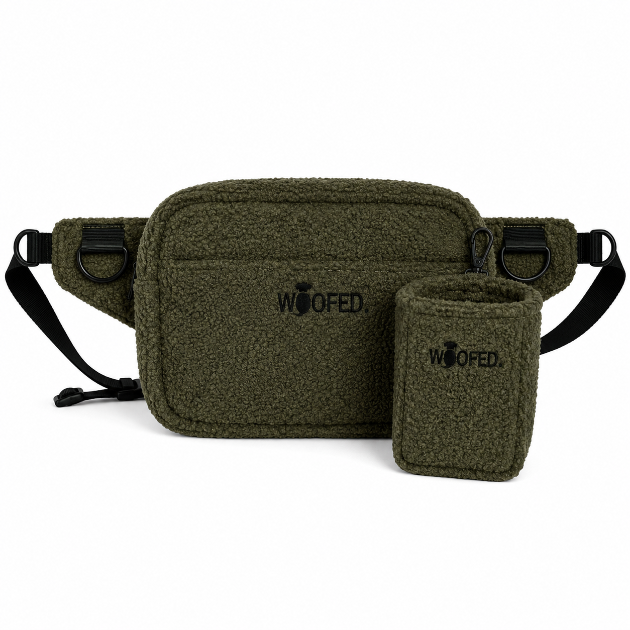 Teddy Gassitasche in Oliv mit abnehmbarem Leckerlibeutel zum umhängen und als Bauchtasche für Hundehalter