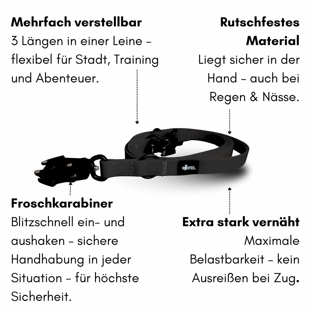 Führleine WOOFLEX® Tactical verstellbar Phantom Black