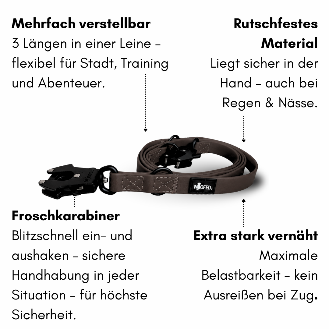 Führleine WOOFLEX® Tactical verstellbar Espresso