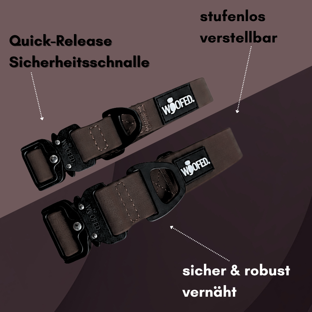 Halsband WOOFLEX® Tactical verstellbar ohne Griff Espresso