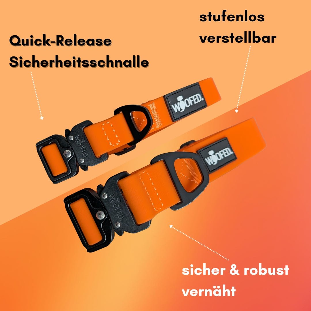 Halsband WOOFLEX® Tactical verstellbar ohne Griff Sunset Orange - WOOFED.