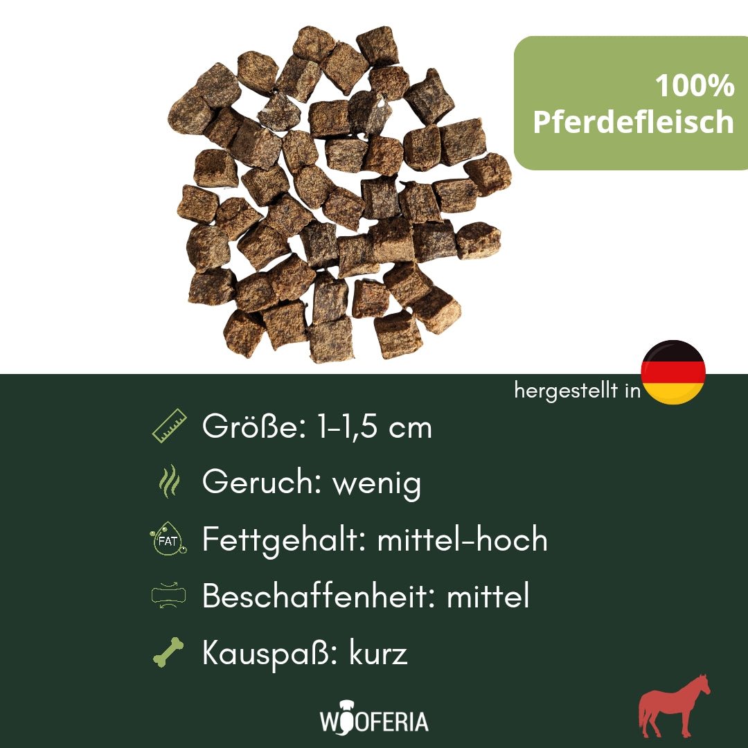 Pferdefleisch Würfel PUR - WOOFED.