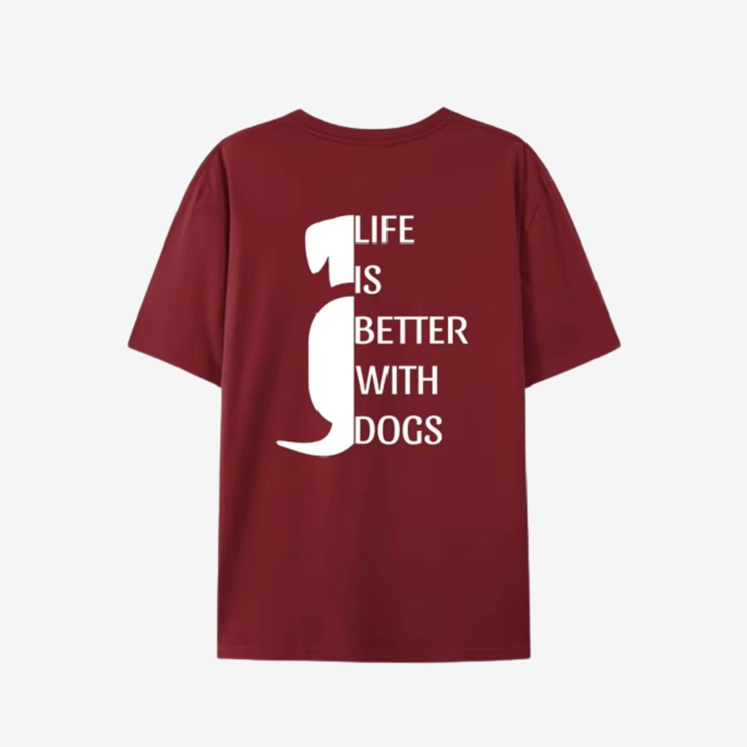T-Shirt "Life is better with dogs" Unisex Rot