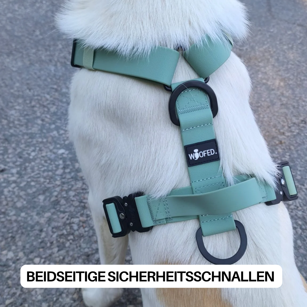 Y-Hundegeschirr WOOFLEX® 4fach-verstellbar mit Griff und Sicherheitsschnallen Jade Green - wasserfest