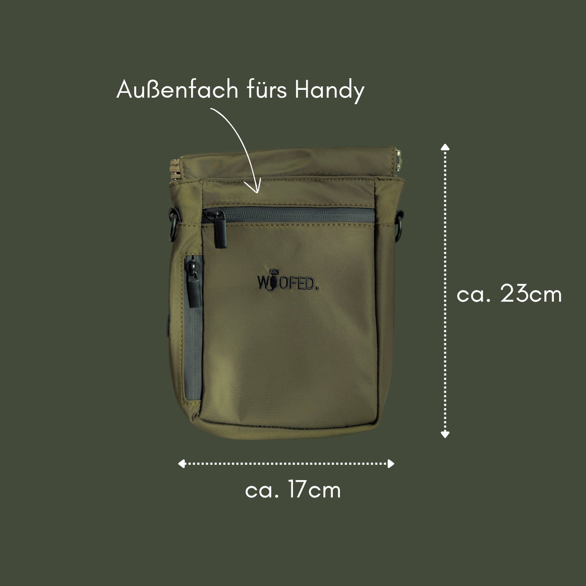 Umhängetasche für Hundehalter Olive