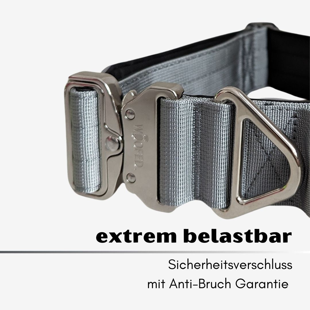 taktisches Nylon Halsband Silver Grey