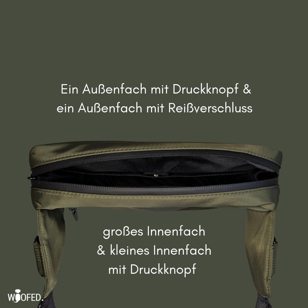 Multifunktionale Gassitasche - 2 in 1 Bauchtasche & Schultertasche Oliv