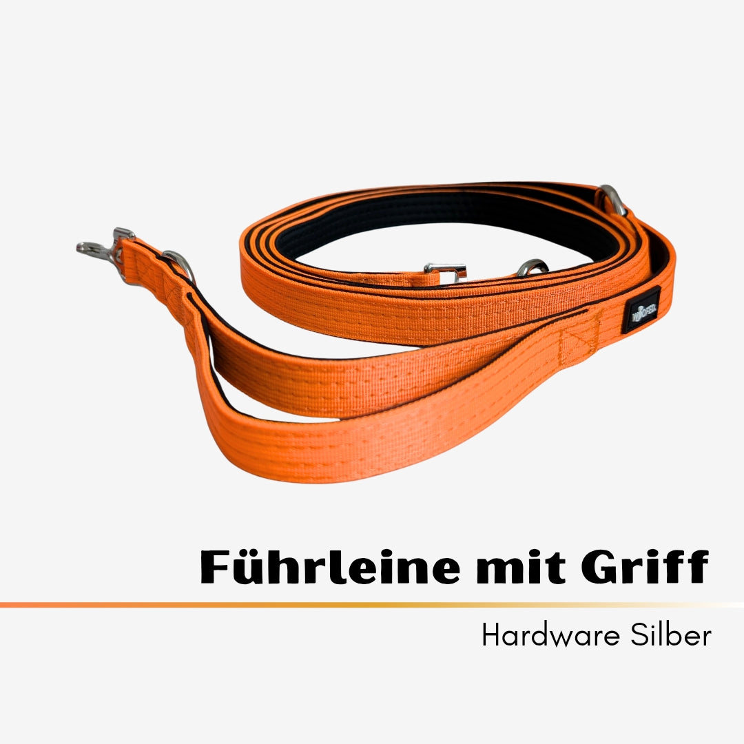Nylon Classic Führleine Safety Orange mit Kurzführgriff