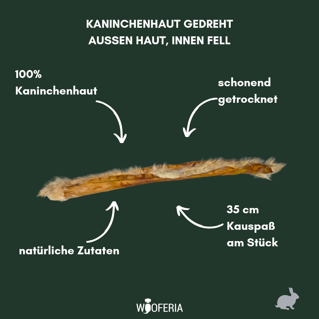 Kaninchenhaut Stangen mit Fell natur