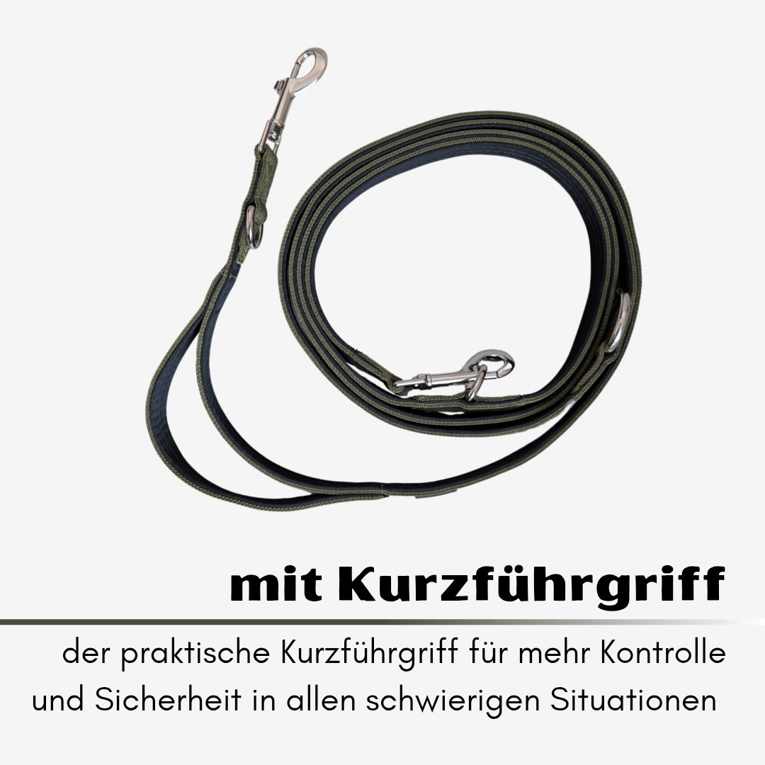 Nylon Classic Führleine Military Olive mit Kurzführgriff