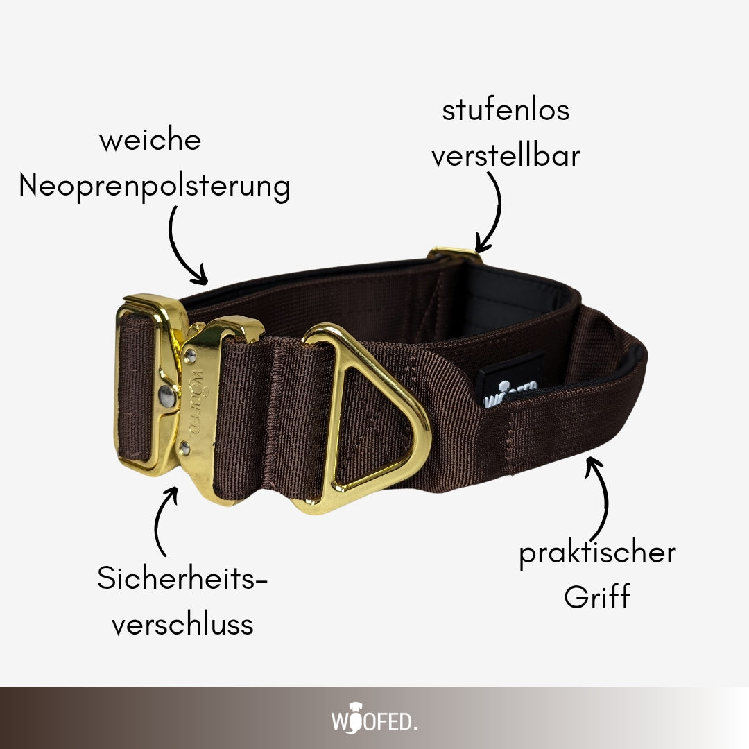 taktisches Nylon Halsband Dark Brown