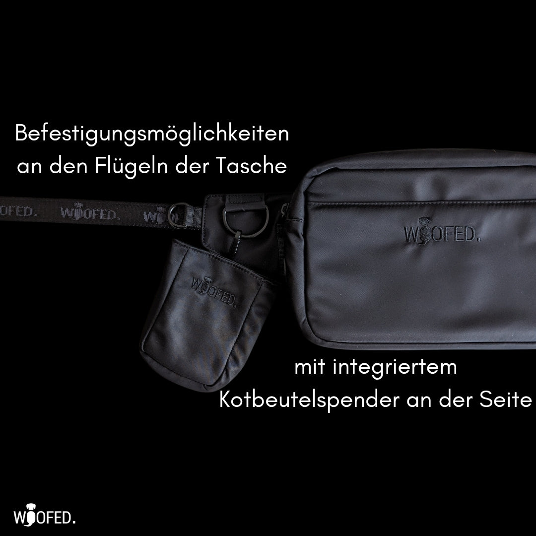 Multifunktionale Gassitasche - 2 in 1 Bauchtasche & Schultertasche Schwarz