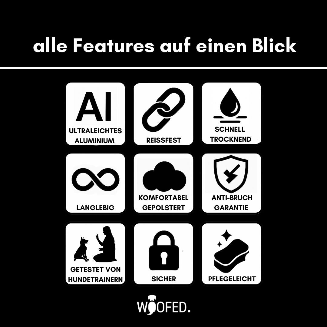 Nylon Halsband-Leine-Set Deep Black ultraleicht