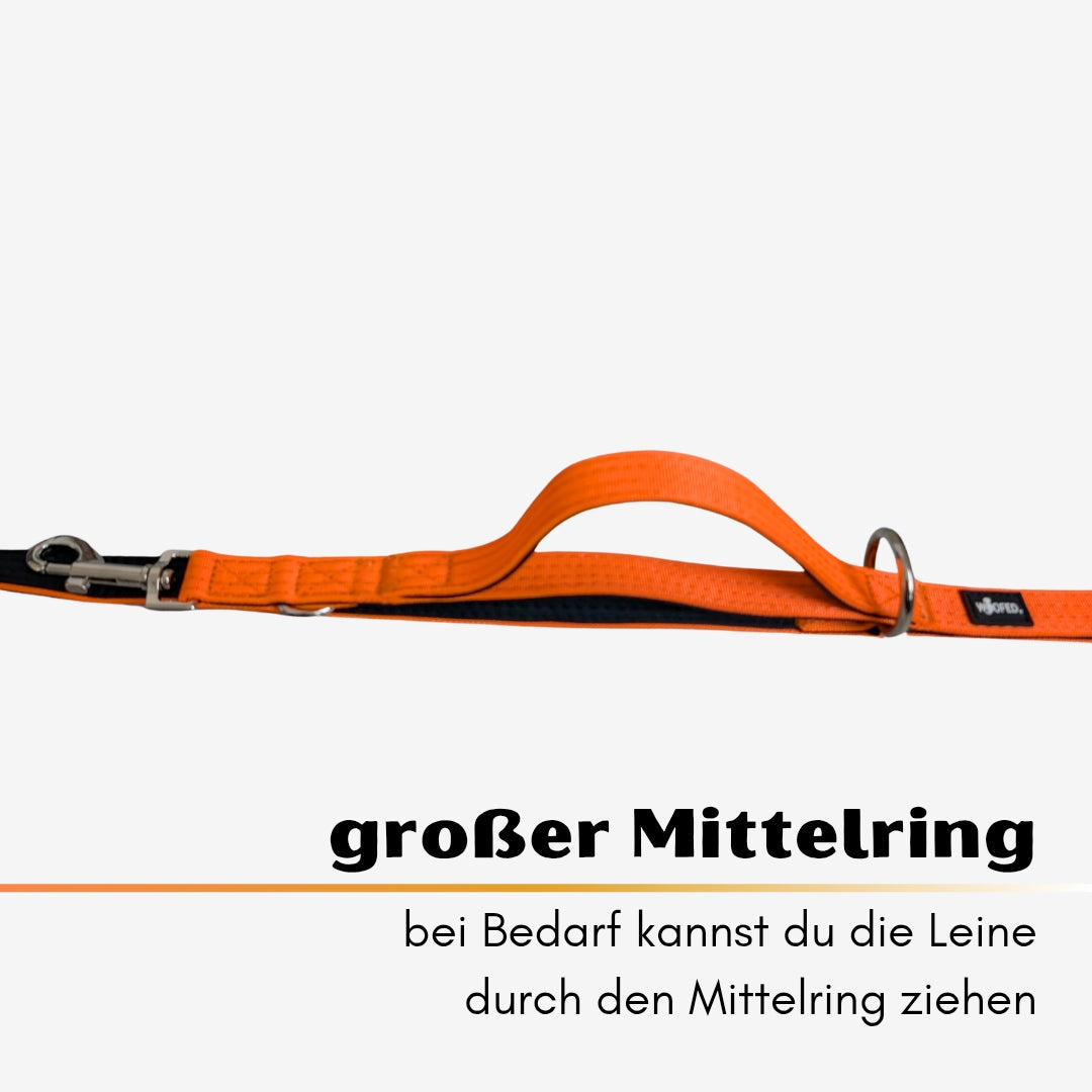 Nylon Classic Führleine Safety Orange mit Kurzführgriff