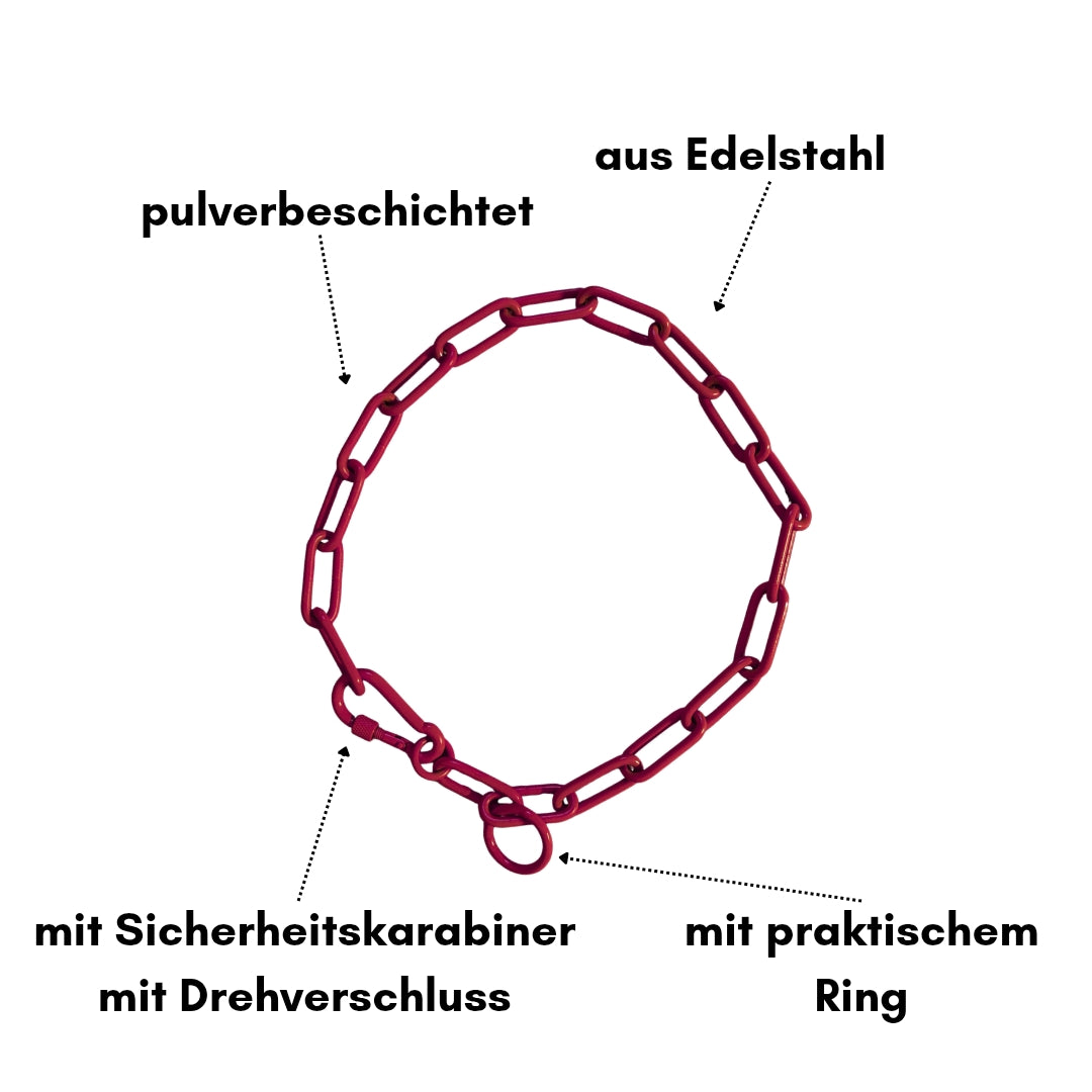 Woofchain Kettenhalsband aus Edelstahl Bordeaux