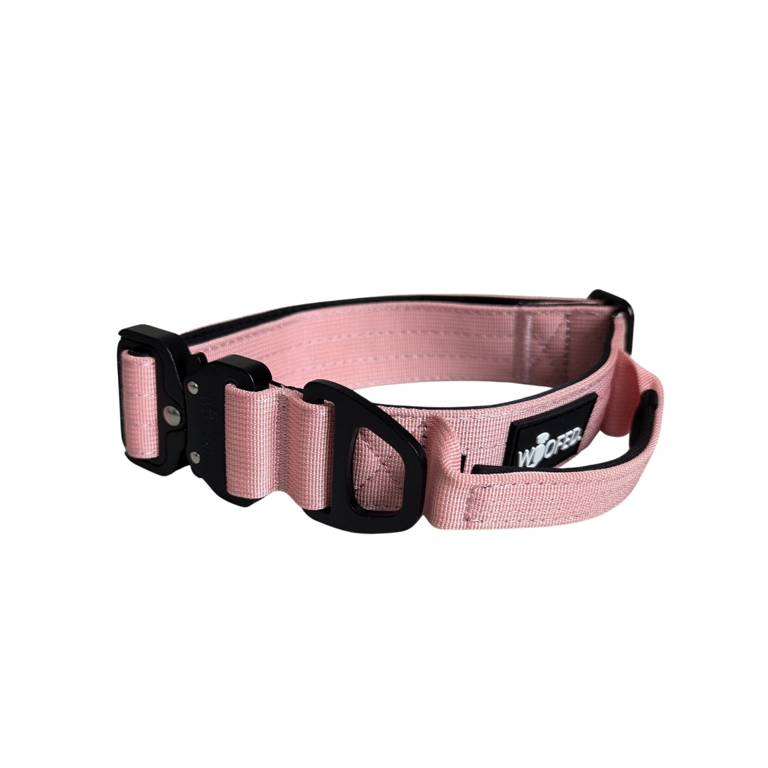 Nylon Tactical Halsband mit Griff Dusty Rose