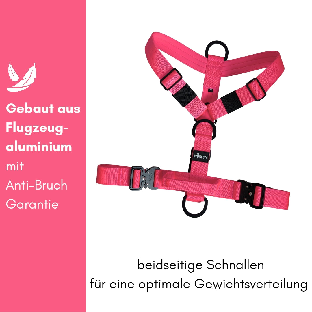 Y-Hundegeschirr 4fach-verstellbar mit Griff und Sicherheitsschnallen Pink Bloom - ultraleicht