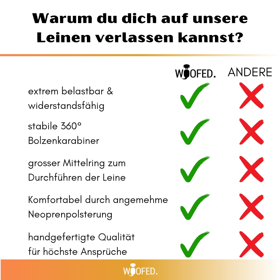 Nylon Classic Führleine Safety Orange mit Kurzführgriff