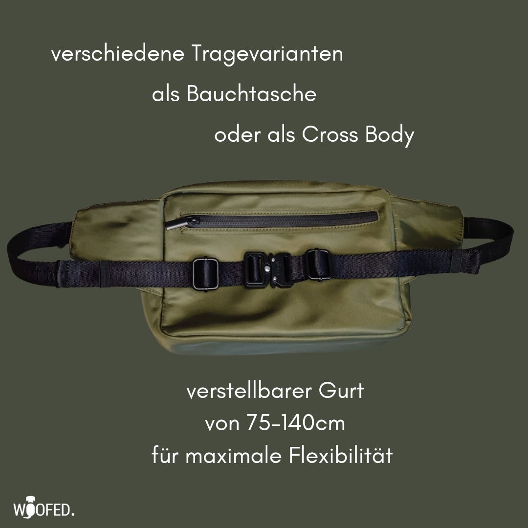 Multifunktionale Gassitasche - 2 in 1 Bauchtasche & Schultertasche Oliv