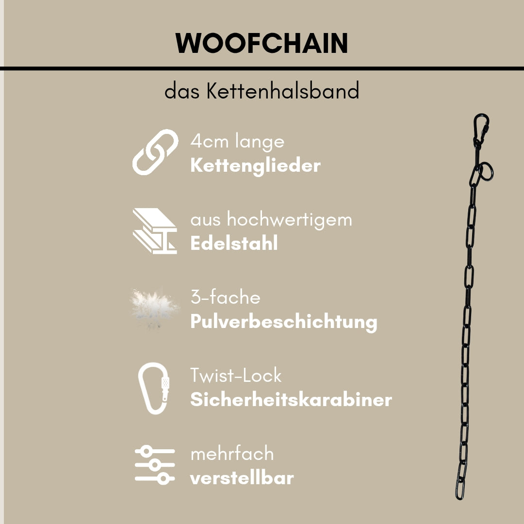 Woofchain Kettenhalsband aus Edelstahl Black