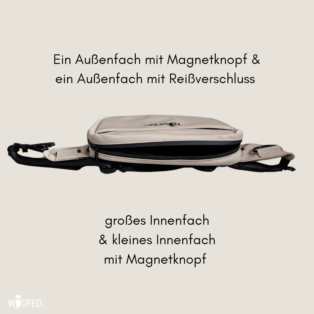 Multifunktionale Gassitasche - 2 in 1 Bauchtasche & Schultertasche Beige