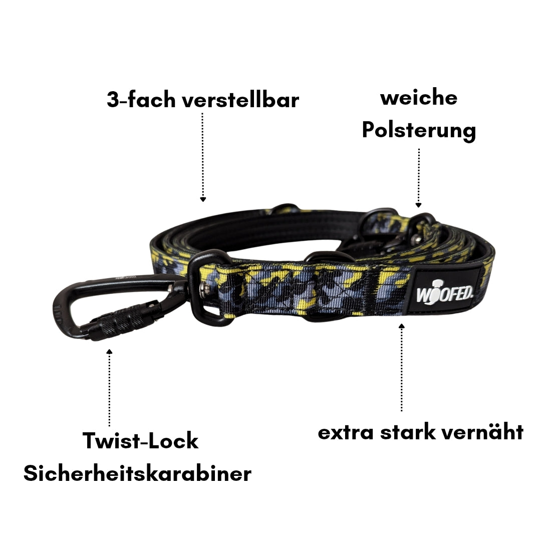 Nylon Führleine Safety Lock Yellow Camo