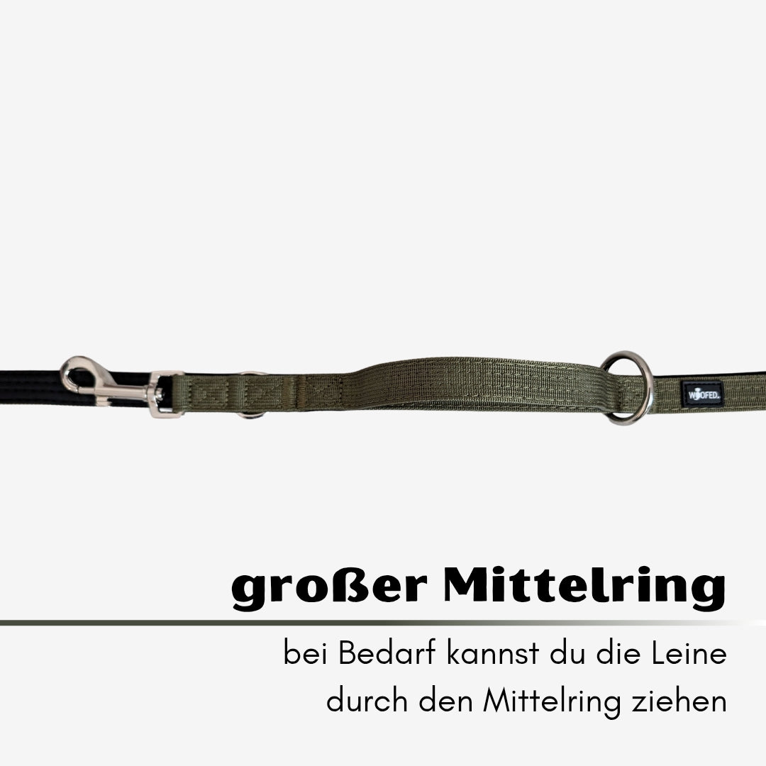 Nylon Classic Führleine Military Olive mit Kurzführgriff
