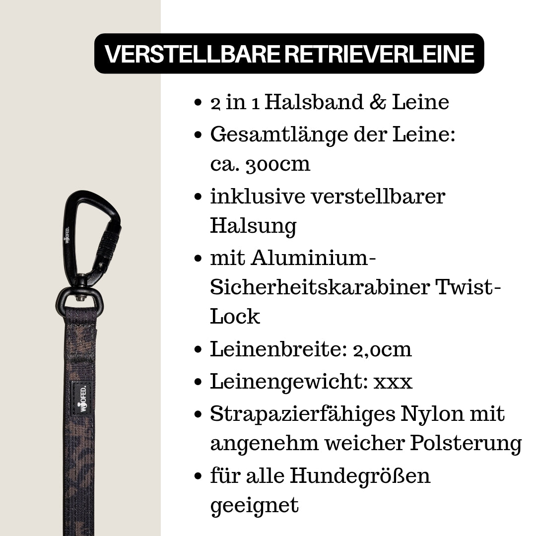 Nylon Retrieverleine verstellbar Black Camo