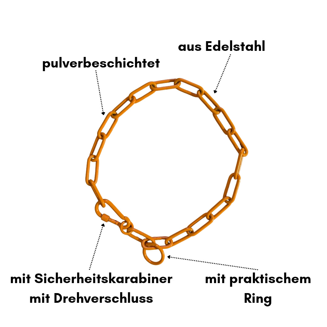 Woofchain Kettenhalsband aus Edelstahl Orange