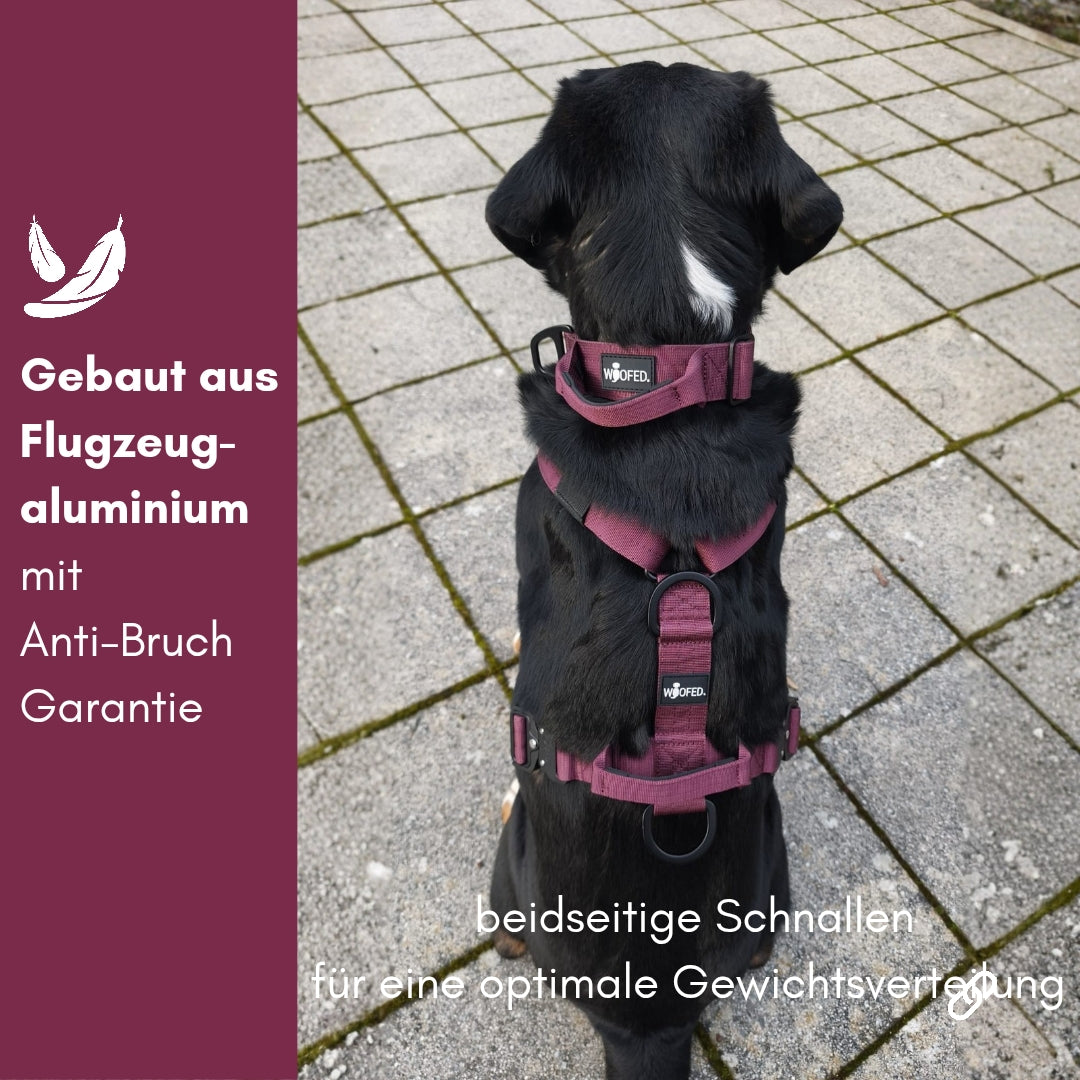Y-Hundegeschirr 4fach-verstellbar mit Griff und Sicherheitsschnallen Bordeaux - ultraleicht