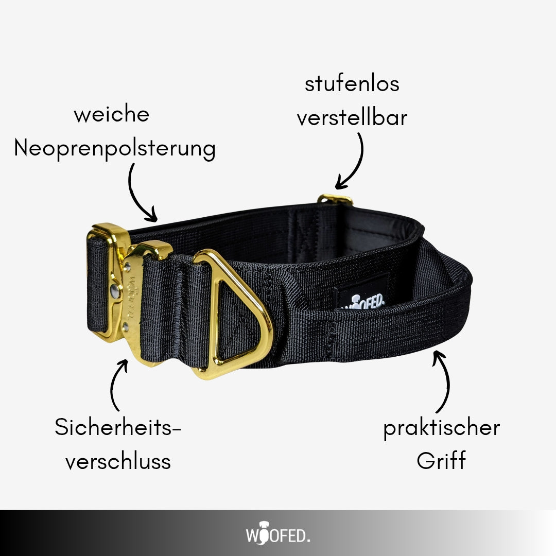 taktisches Nylon Halsband Black Gold