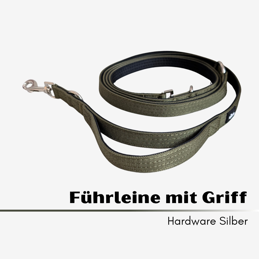 Nylon Classic Führleine Military Olive mit Kurzführgriff