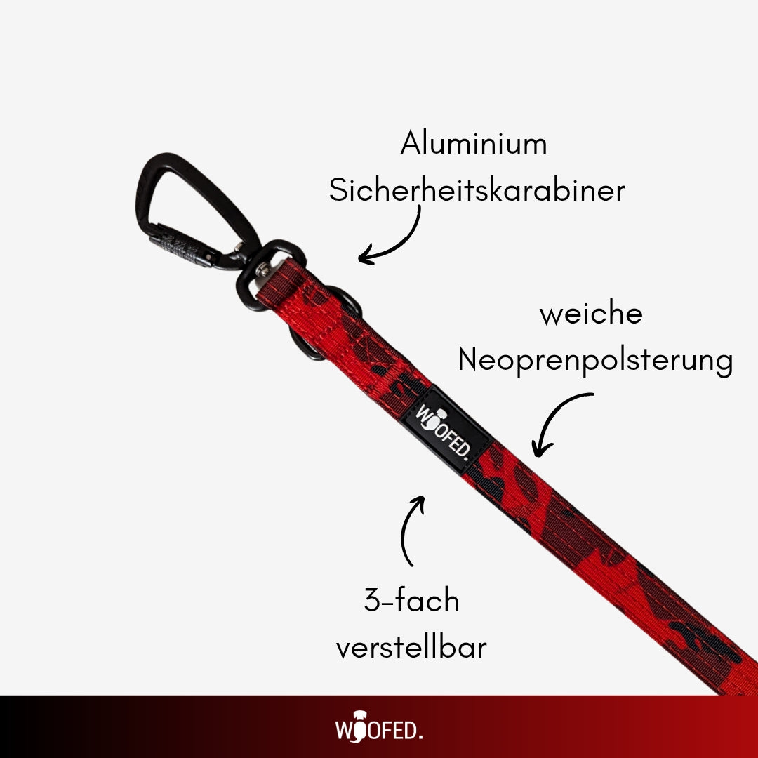 Nylon Führleine Safety Lock Red Camo
