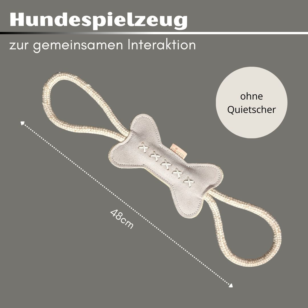 nachhaltiges Hundespielzeug Knochen Kurt mit Seil