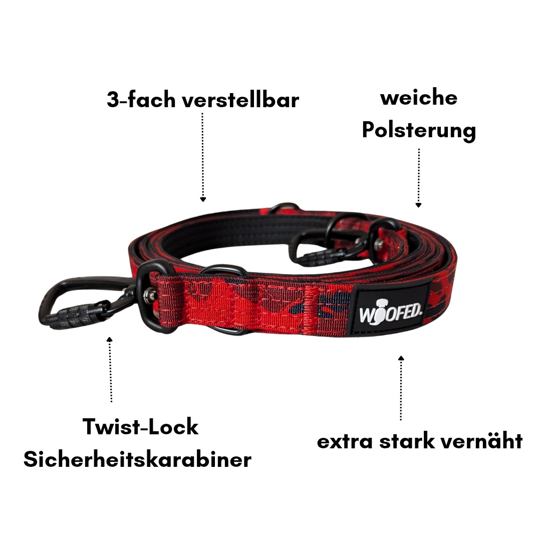 Nylon Führleine Safety Lock Red Camo