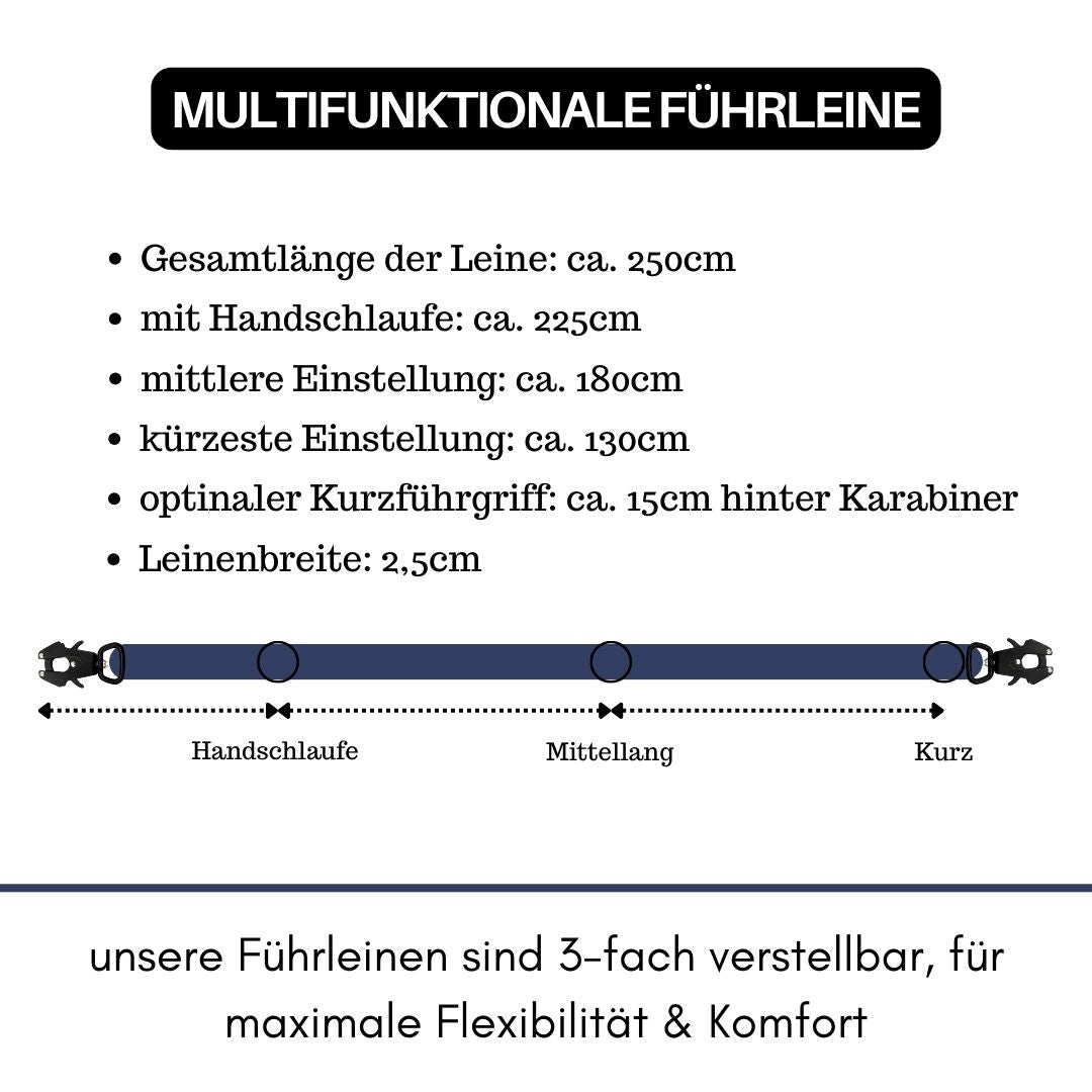taktische Nylon Führleine Midnight Blue