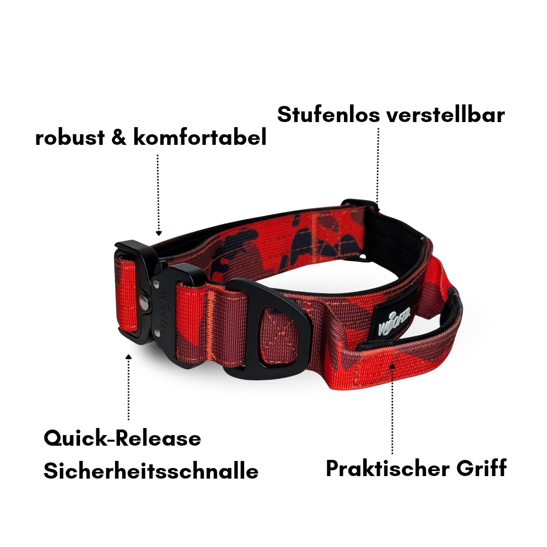 taktisches Nylon Halsband Red Camo - ultraleicht