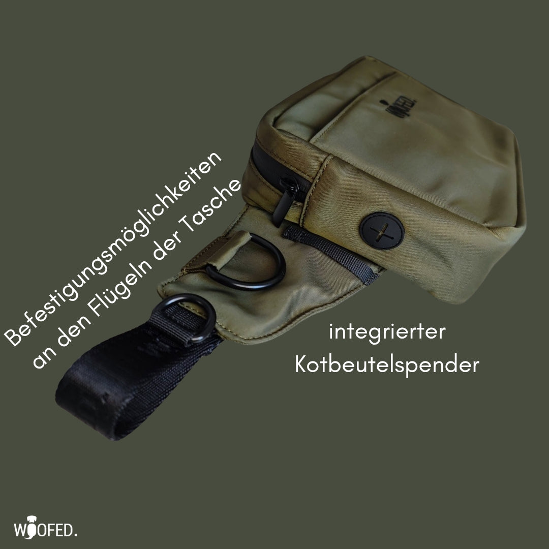 Multifunktionale Gassitasche - 2 in 1 Bauchtasche & Schultertasche Oliv