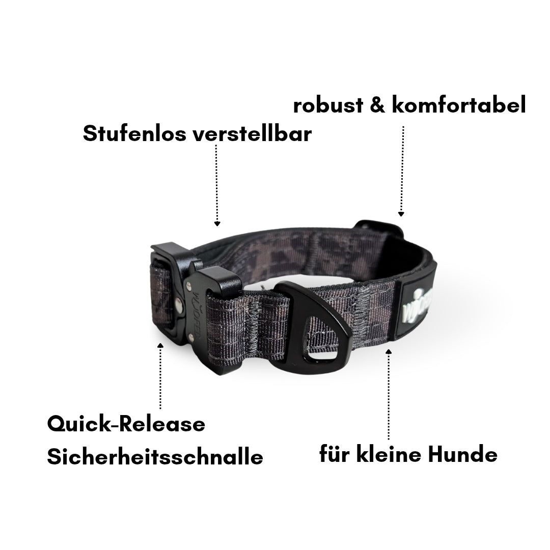 taktisches Nylon Halsband für kleine Hunde Black Camo