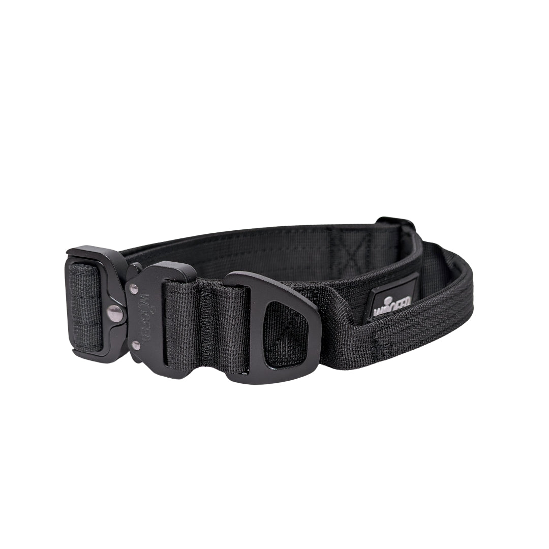 taktisches Nylon Halsband mit Griff Deep Black - ultraleicht