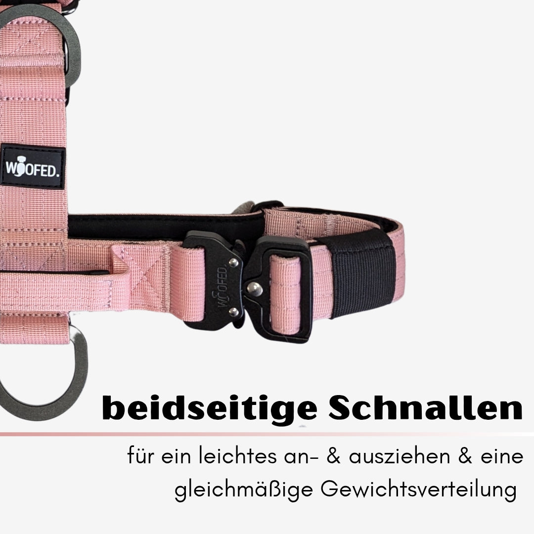 Y-Hundegeschirr 4fach-verstellbar mit Griff und Sicherheitsschnallen DUSTY ROSE - ultraleicht