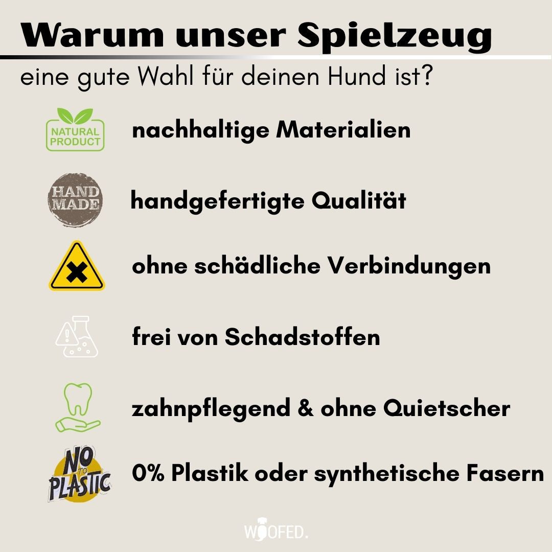nachhaltiges Hundespielzeug Knochen Kurt mit Seil
