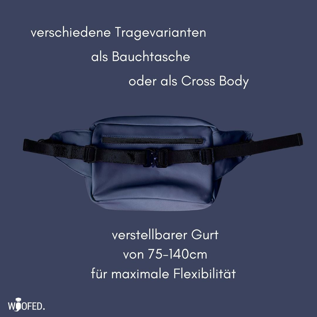 Multifunktionale Gassitasche - 2 in 1 Bauchtasche & Schultertasche Mignight Blue
