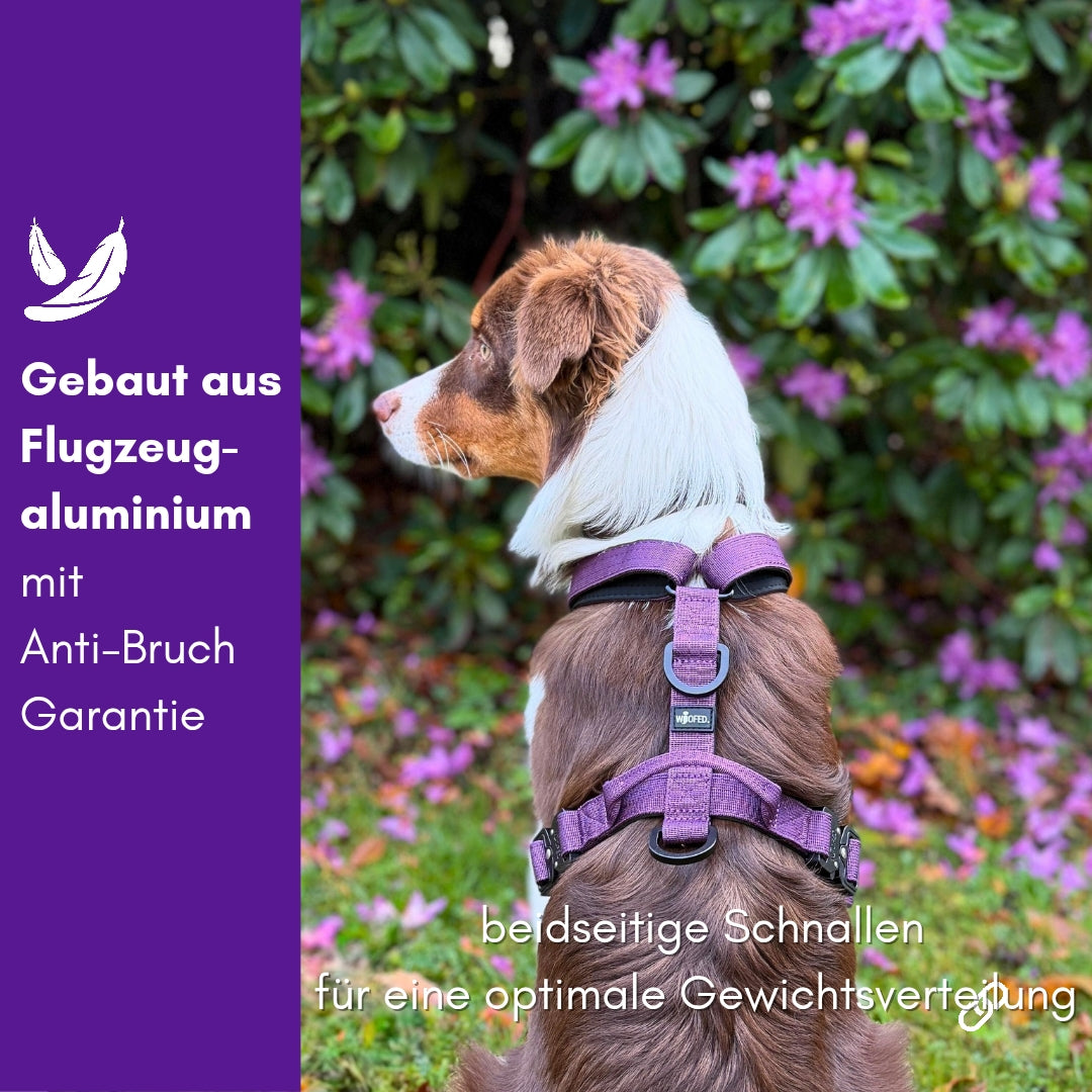 Y-Hundegeschirr 4fach-verstellbar mit Griff und Sicherheitsschnallen Velvet Purple - ultraleicht