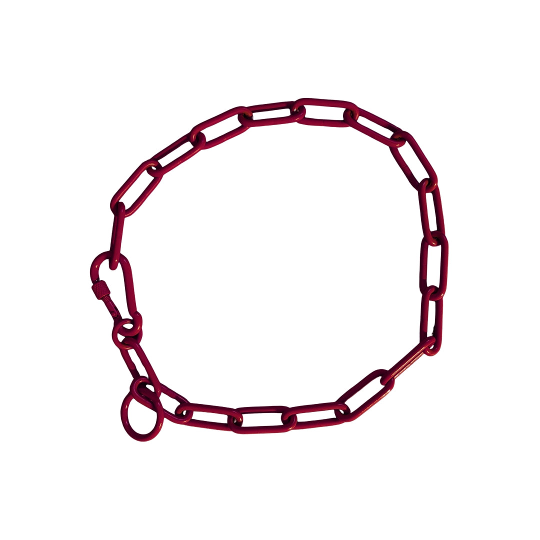 Woofchain Kettenhalsband aus Edelstahl Bordeaux