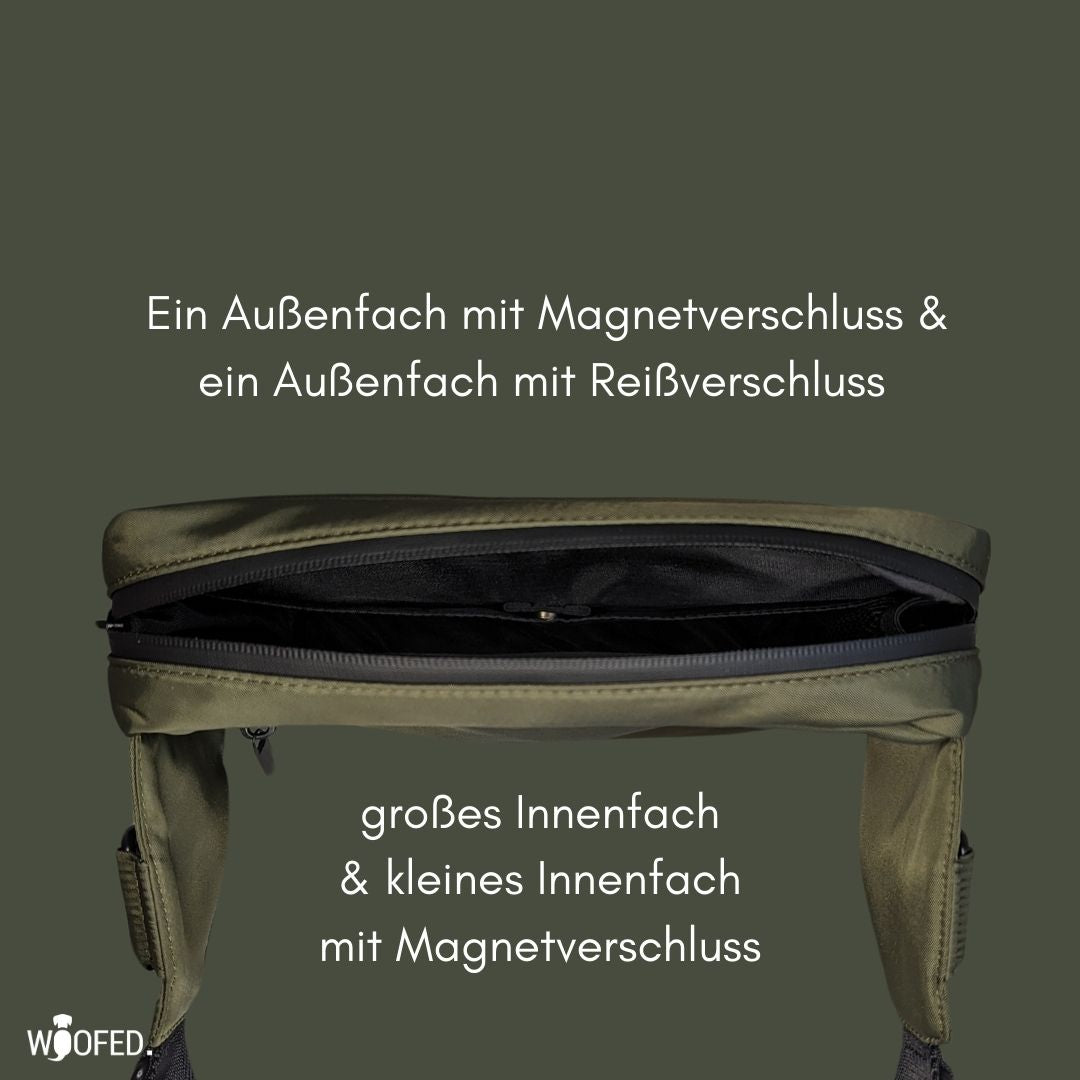 Multifunktionale Gassitasche - 2 in 1 Bauchtasche & Schultertasche Olive