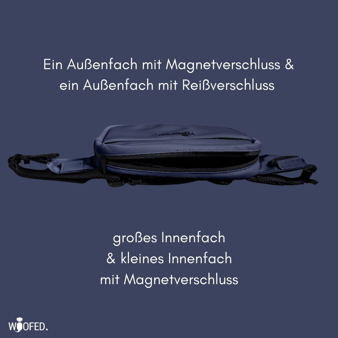 Multifunktionale Gassitasche - 2 in 1 Bauchtasche & Schultertasche Mignight Blue