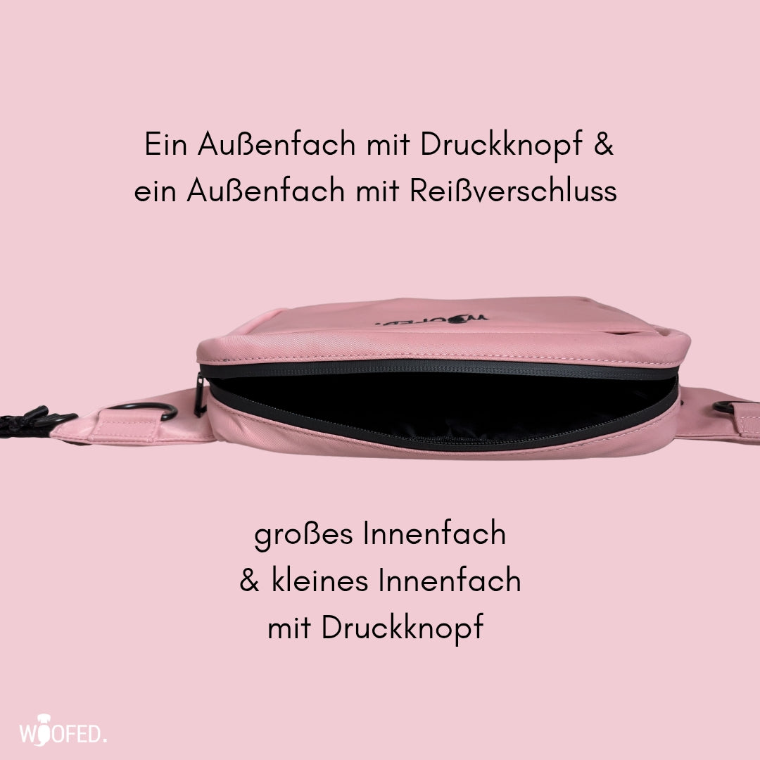 Multifunktionale Gassitasche - 2 in 1 Bauchtasche & Schultertasche Altrosa